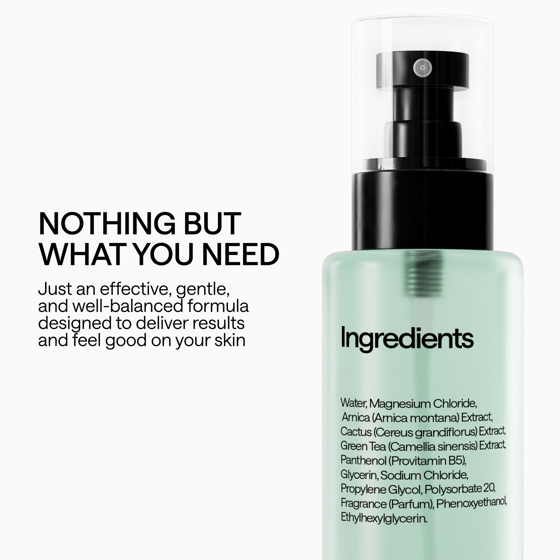 Magnesium spray bottle showcasing effective ingredients for skin care and muscle relief.