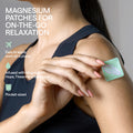 Magnesium Patches on a shoulder, designed for on-the-go relaxation and stress relief, infused with beneficial ingredients.